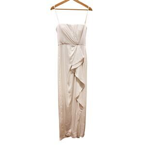 BCBGMAXAZRIA Ivory Satin Minimalist Bridal Gown Maxi Dress 6 $398